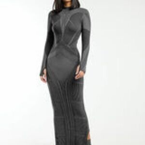 Chic Long Sleeve Gray Dress